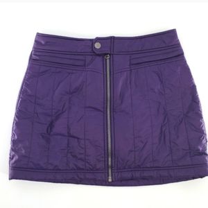 ATHLETA Toasty Buns Quilted Purple Zip Up Puffer Winter Skirt Size 8